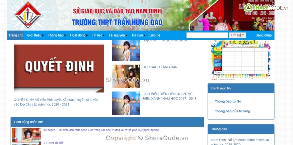 Website trường THPT,Source code Website trường THPT,Code website tin tức,website trường học